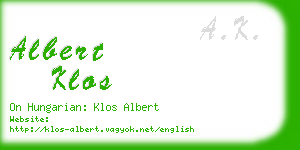 albert klos business card